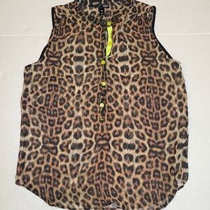 Aqua Leopard Print Blouse with Neon Highlights